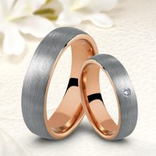 Norena Zirconia - szálcsiszolt tungsten Női köves karikagyűrű rozé arannyal WB-WT-V00060CZ