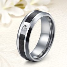 Negra Zirconia - karbonbetétes tungsten Női köves karikagyűrű WB-WT-V12260CZ