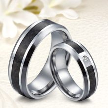 Negra Zirconia 6 - karbonbetétes tungsten Női köves karikagyűrű WB-WT-V12260CZ