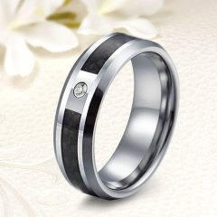   Negra Zirconia 6 - karbonbetétes tungsten Női köves karikagyűrű WB-WT-V12260CZ