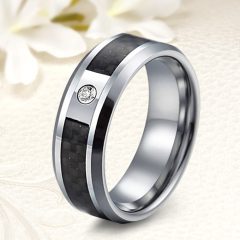   Negra 8 Zirconia - karbonbetétes tungsten Női köves karikagyűrű WB-WT-V12280CZ