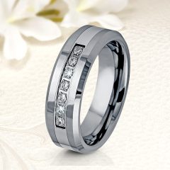   Modern Női tungsten karikagyűrű 7db kristállyal WB-WT-V80860CZ