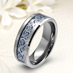   Erin Blue 8 - 8mm széles kék indamintás tungsten karikagyűrű WB-WT-V85980