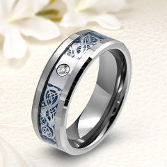   Erin Blue Zirconia 8 - 8mm széles kék indamintás Női köves tungsten karikagyűrű WB-WT-V85980CZ