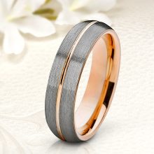 Matt tungsten karikagyűrű rozé arany csíkkal WB-WT-VM50050